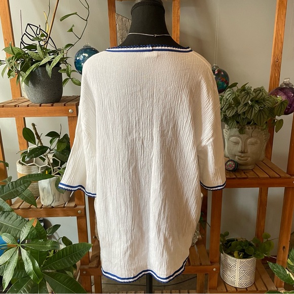 Made in Greece Boho Short Sleeve Cotton Blouse - Picture 5 of 9